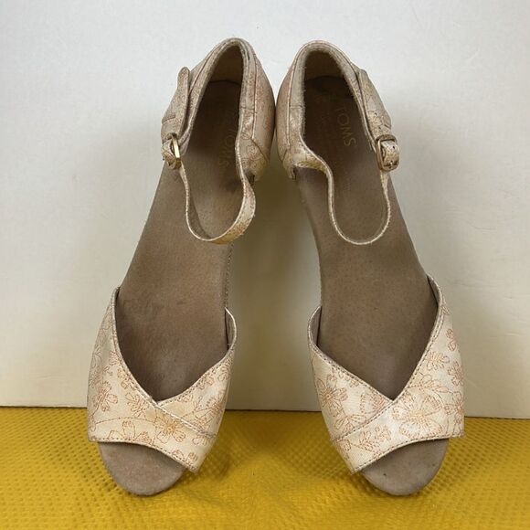 Toms Floral Jacquard Peep Toe Wedge Heels 8.5 - Picture 6 of 10